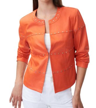 Joseph Ribkoff Suede Studded Jacket In Orange