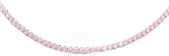 Swarovski Pink Rhodium Plated Round Cut Matrix Tennis Necklace