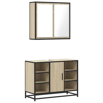 Berkfield Home 2 Piece Bathroom Furniture Set Sonoma Oak Engineered Wood in Brown