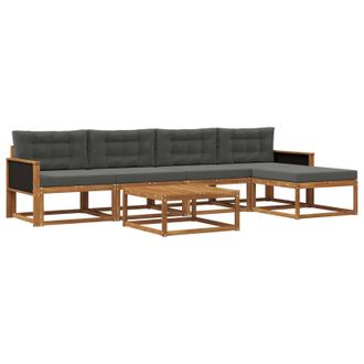vidaXL Conjunto De Sof&aacute;s De Exterior 6 Pcs Natural Y Antracita Vidaxl