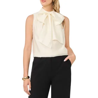Vince Camuto Tie Neck Sleeveless Top in Toasted Ivory at Nordstrom, Size Xx-Large