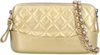 Chanel Gold Leather Chain/Shoulder Wallet (Pre-Owned)