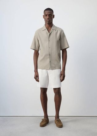 Mango Camicia misto lyocell righe marrone medio - Uomo - XXL - MANGO MAN