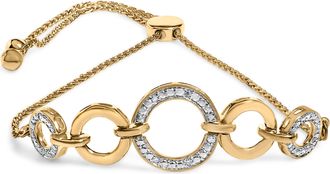 House of Brilliance 14K Yellow Gold Plated.925 Sterling Silver 1/10 Cttw Diamond Infinity Loop Adjustable Bolo Tennis Bracelet
