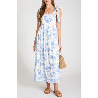 Blu Pepper Tie Strap Sleeveless Maxi Dress in Light Blue Multi at Nordstrom, Size Medium