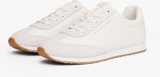 Tommy Hilfiger Womens Leather & Suede Runner Sneaker - Ancient White - US 6.5 / EU 37