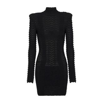 Balmain Chevron textured knit short dress