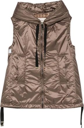 Max Mara Waterafstotend canvas gilet - Dames - Jassen - Bruin - Maat: XS Zijde