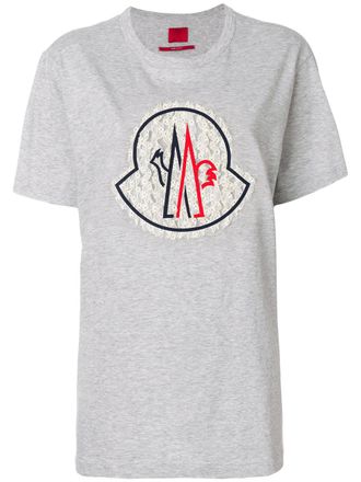 Moncler crew neck short-sleeve T-shirt - women - Cotton - 38 - Grey