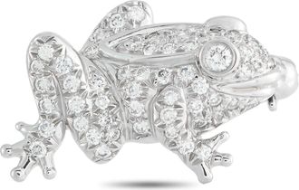 Tiffany & Co. 18K White Gold Diamond Frog Brooch TI39-051926