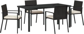 vidaXL Garden Dining Set 5 pcs Black Poly rattan Vidaxl