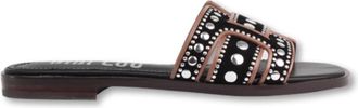 Bibi Lou Zwarte Stud Slipper 100% Leer - Dames - Sandalen - Zwart - 36 EU - Leer - Schoenen