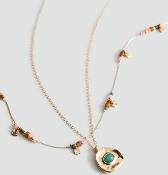 Mango Collana doppia combinata oro - Donna - Taglia unica - MANGO