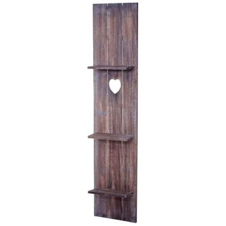Hhg Nunca Usado] Estanter&iacute;a De Pared Hhg 941, Panel De Pared Estante De Madera, 3 Niveles 150x33x13cm Madera Maciza Vintage, Shabby Marr&oacute;n