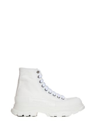 Alexander McQueen White Canvas Tread Slick Sneakers