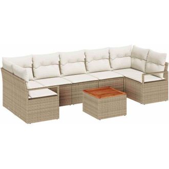 vidaXL Conjunto De Sof&aacute; De Jard&iacute;n 8 Pcs Beige, Blanco Vidaxl