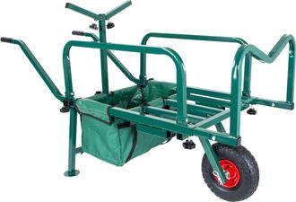 Relaxdays Carro De Transporte Relaxdays Para Pesca, Con Bolsa, Hbt: 65 X 145 X 55 Cm, Extensible & Plegable, Acero, Verde