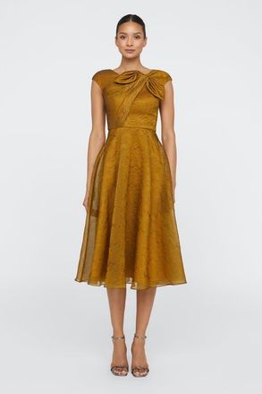Theia Helen Tie Neck Cocktail Dress in Gold Nectar at Nordstrom, Size 16