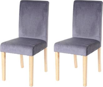 Hhg Hhg - Lote De 2 Sillas De Comedor Silla De Cocina Littau, Terciopelo, Gris, Patas Claras