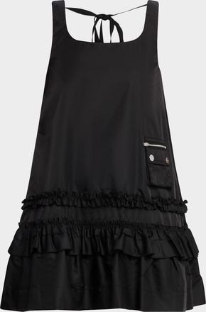 Ganni Frilled Duchesse Satin Mini Dress