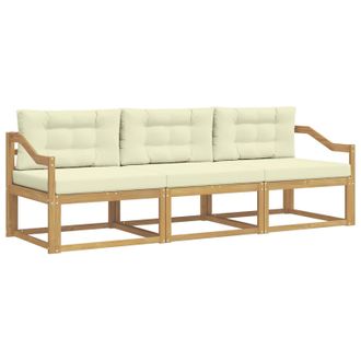 vidaXL Conjunto De Sof&aacute;s De Exterior 3 Pcs Blanco Y Crema Poli&eacute;ster Vidaxl