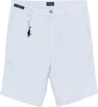 Paul & Shark Blue Tailored Linen Bermuda Shorts
