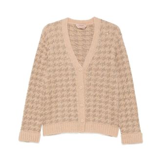 Twinset Pied-de-poule vest - Dames - Truien - Beige - Maat: M Zijde