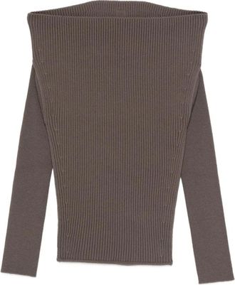 Rick Owens Rondgebreide trui - Dames - Ronde hals truien - Grijs - L - Truien & Vesten