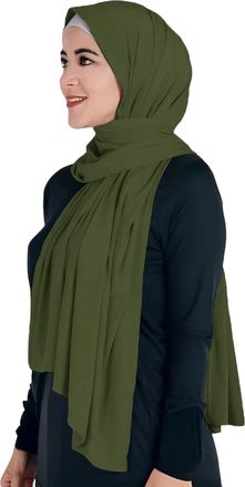 Lina & Lily Non-see-through Premium Jersey Modal Hijab Head Scarf Shawl Wrap for Muslim Women (Olive Green)