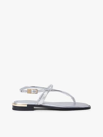Tommy Hilfiger Sandalias planas de piel metalizadas