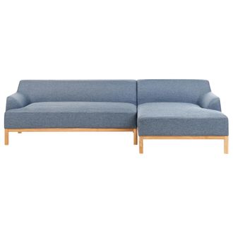 Beliani Beliani - Sof&aacute; Esquinero Elegante Tela Poli&eacute;ster Patas De Madera Sala De Estar Azul Izquierdo Sosjo