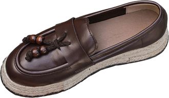 Generic Brown Ladies Casual Fashion Fisherman Shoes Rope Bottom Wedge Heels for Outdoor Walking and Versatile Outfits