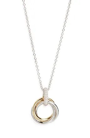 Nadri Gemini Pav&eacute; Trio Pendant Necklace in Gold at Nordstrom