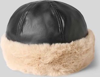 Pieces M&uuml;tze mit Kunstfellbesatz Modell RANDIN in Black, Gr&ouml;&szlig;e 1