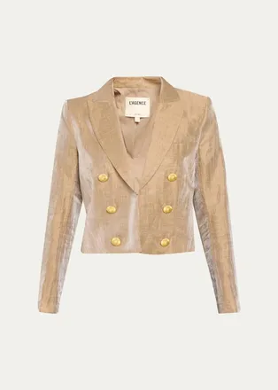 L'agence Inez Cropped Metallic Blazer
