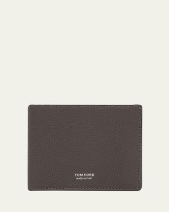 Tom Ford Mens Grained Leather T Line Bifold Wallet