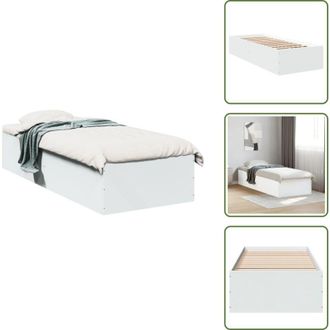 vidaXL The Living Store Giroletto Bianco 90x190 cm in Legno Multistrato - Letto in legno