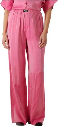 ALIX The Label Woven Shine Wide Leg Pants - Dames - Wijde Broeken - Roze - M - Polyester - Broeken