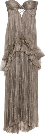 Maria Lucia Hohan Yumi Pleated Ruffled Maxi Dress