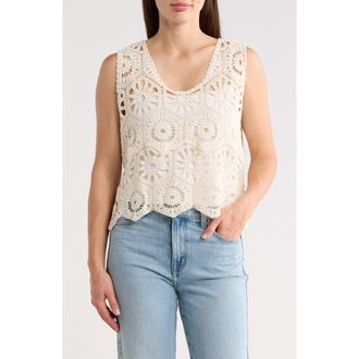 Forgotten Grace Swing Crop Cotton Crochet Top in Natural at Nordstrom Rack, Size X-Large