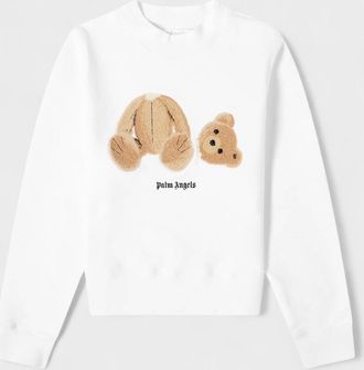 Palm Angels Womens Palm Angels Bear Fitted Crewneck White - Size: S
