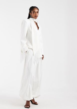 Asos Pantaloni sartoriali a palloncino color avorio in coordinato-Bianco