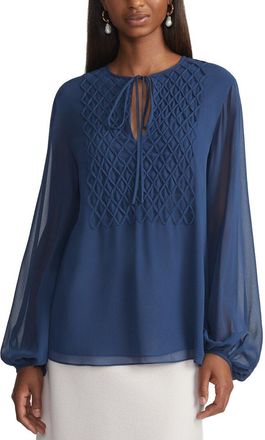 Lafayette 148 New York Hand-Smocked Lattice Shirt