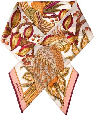 Ferragamo Parrot Print Silk Scarf