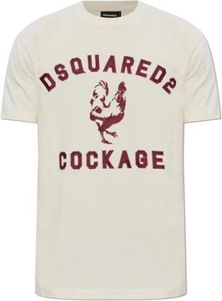 Dsquared2 Logo T-Shirt - Heren - T-shirts - Beige - XL - Katoen - Tops