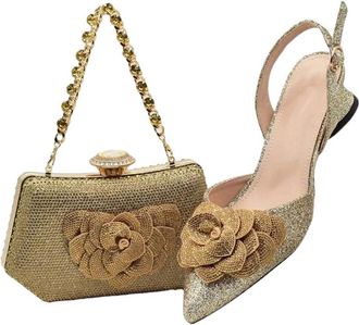 Generic Shoe And Bag Set For Nigeria Party Italian Shoes And Bag Set For Women Rhinestoness Pumps Women Shoes