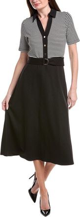 Anne Klein Collared Combo A-Line Midi Dress