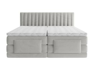 VENTE-UNIQUE.COM Cama continental boxspring terciopelo gris claro 2 x 90 x 200 cm