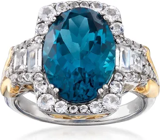 Ross-Simons London Blue and White Topaz Ring in Sterling Silver and 18kt Gold Over Sterling