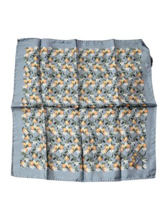 Dolce & Gabbana Mens Gray Oranges Silk Square Handkerchief Scarf